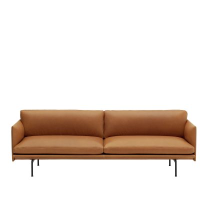 Muuto, Outline Sofa, 3-Seater, Refine Leather Cognac/Black