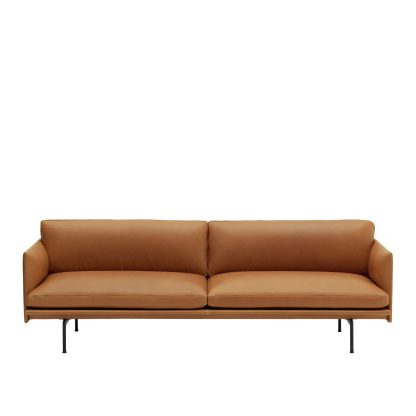 Muuto, Outline Sofa, 3-Seater, Refine Leather Cognac/Black
